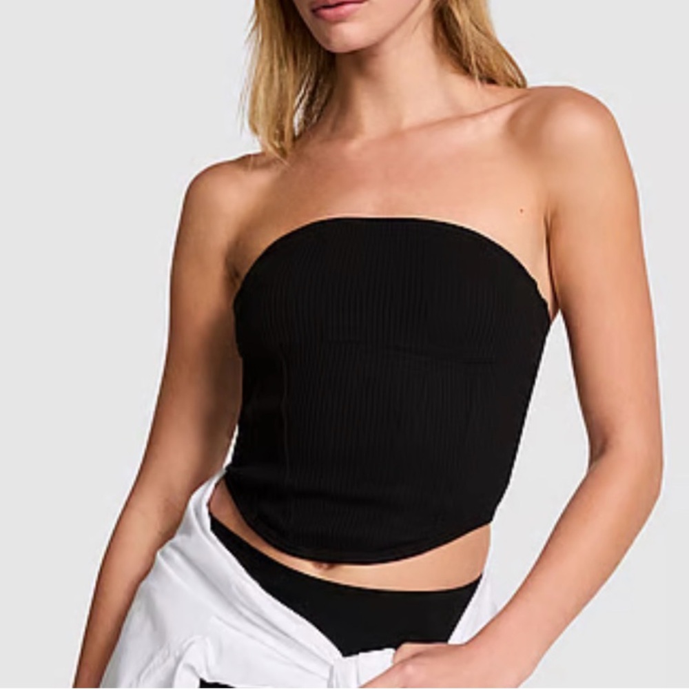 PINK Victoria's Secret Cinched Cotton Strapless Corset Top